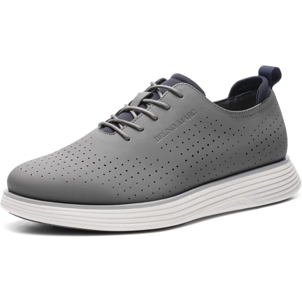 ⚡ Men's Grey Pu Max Flex Fashion Dress Sneakers Oxfords Classic Casual Shoes